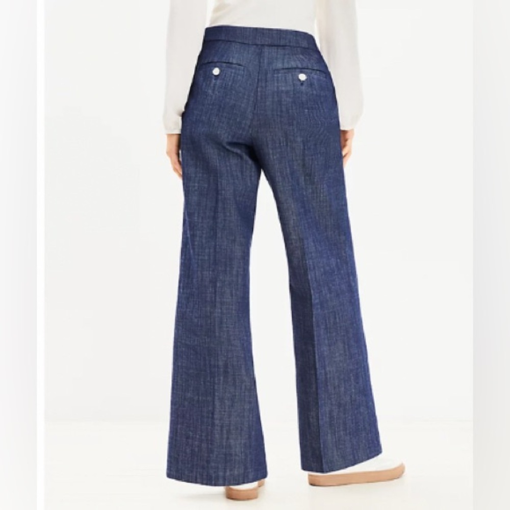 LOFT Curvy Mariner Trouser Pants in Refined Denim Size 12 - Picture 3 of 8